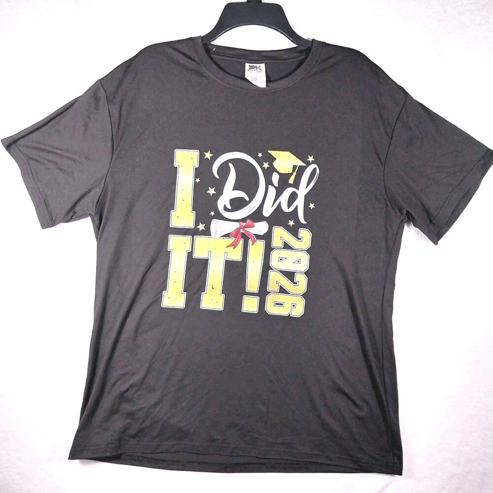 I Did It 2026 Graduation T-Shirt Black Gold Size XL Class of 2026 Grad Tee #E113